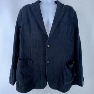PIOMBO Men's Casual Blazer Navy‎ Cotton Blend Herringbone Sz 42 US